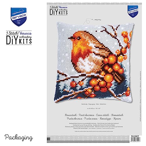 Vervaco Kit Cross Stitch Cushion in Red-Throin, Ecru Approx. 40 x 40 cm, off-white, ca. 40 x 40 cm - Image 3