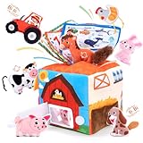 Juguetes Montessori para Niños,Juego de Mini Granja Sensorial con Peluches de Animales de Granja Suaves ,Juguete de Viaje...