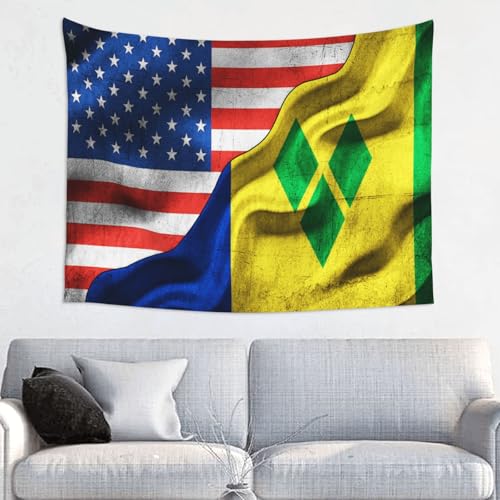 American Flag Saint Vincent And Grenadines Flag Vibrant 73x95cm Polyester Tapestry Lightweight For Living Room Bedroom Dorm Use
