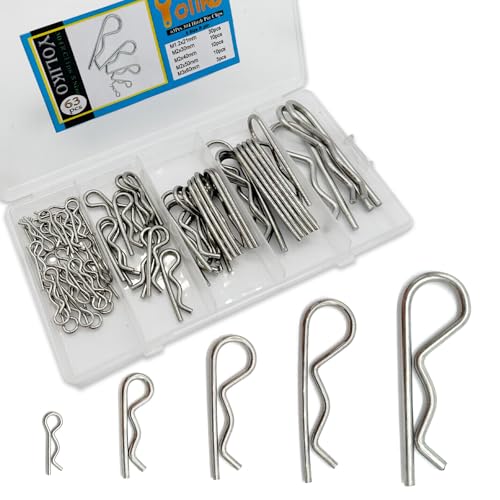 Image of 63 Pcs Stainless Steel Hitch Pin Clip R Clips Retaining Pins Tractor Hair Pin Assortment Spring Clip Retainer Pins Hitch Keeper Pins Kit for Dolly Pins /Trailer Pin Clips