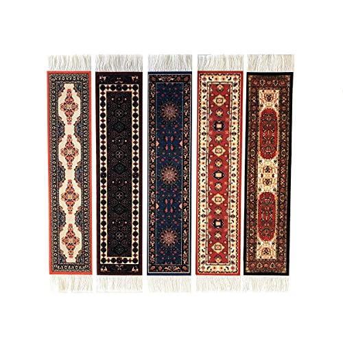 Set mit 5 Teppich-Lesezeichen, bunte Teppich-Lesezeichen zum Lesen, Miniatur-Design, orientalischer...