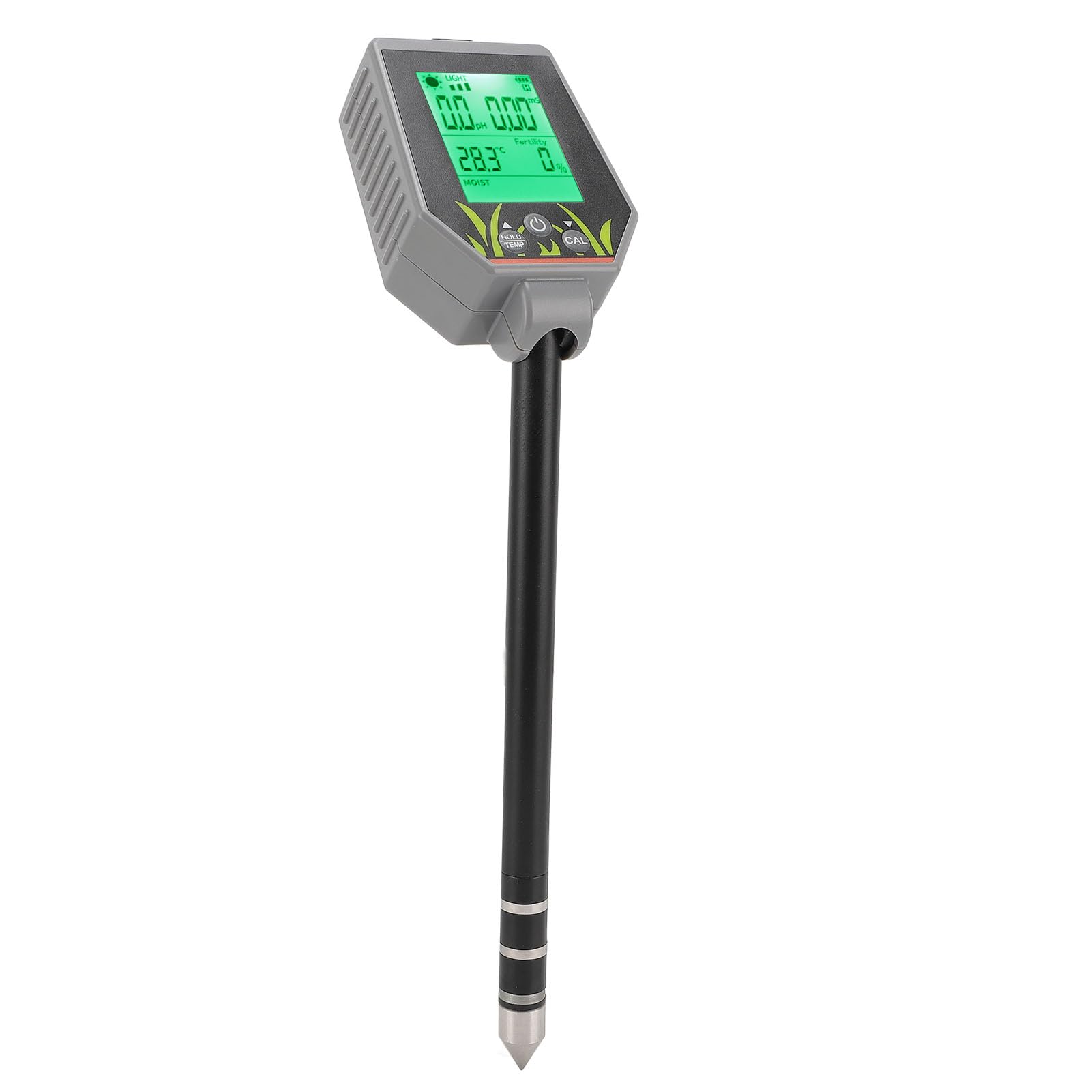 Bewinner 6 in 1 Bodenp H -Messgerät für Pflanzen, Digitalanlagen -Temperatur -Bodenfeuchtigkeiten P H -Messgerät, Hintergrundbeleuchtung LCD -Bodentestmesser für Fruchtbarkeit, Salz, P