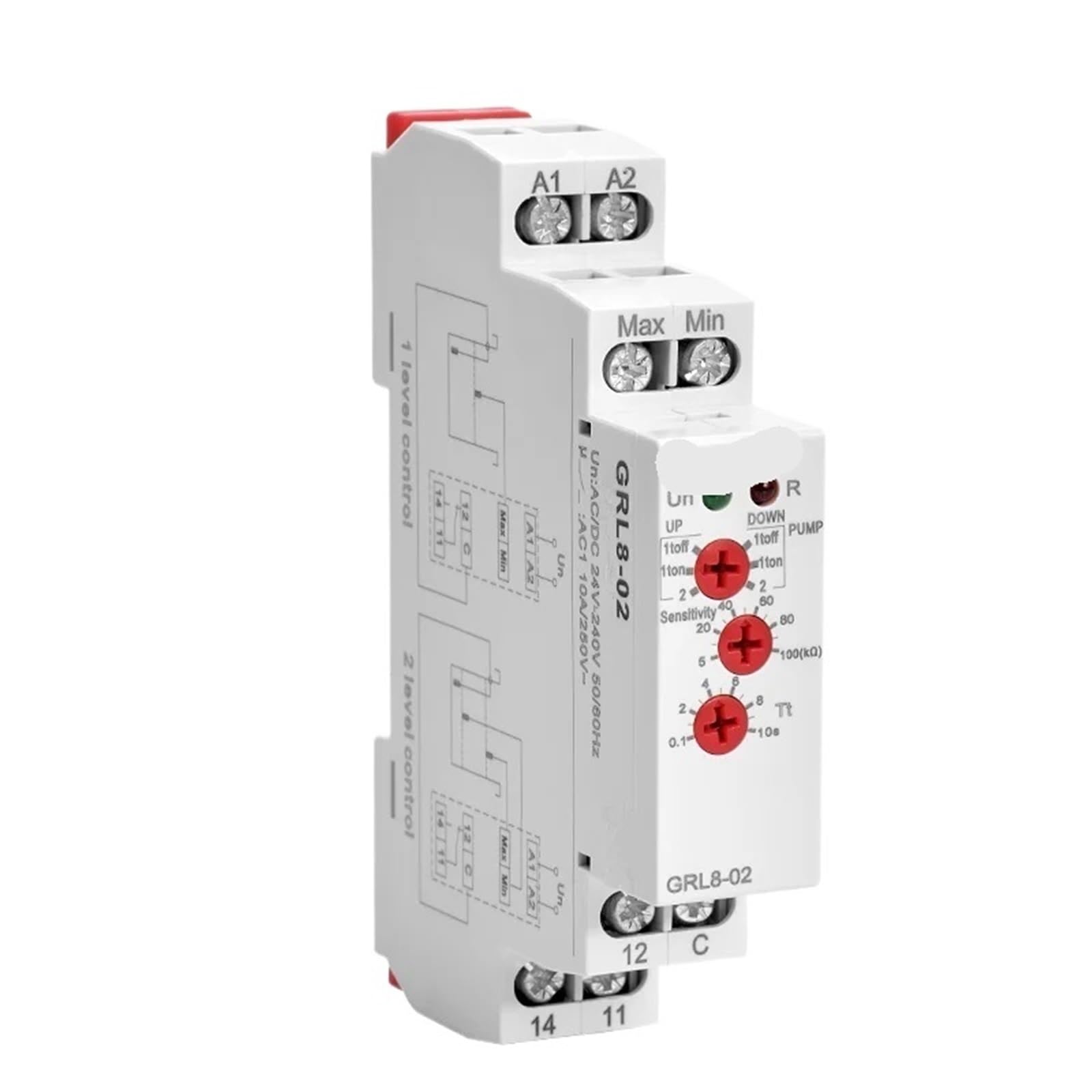 OGQNPJJCJ 1pcs GRL8 Liquid Level Control Relay 10A Electronic Liquid Level Controller wirh Sensor AC/DC24V-240V(Only Level Sensor)