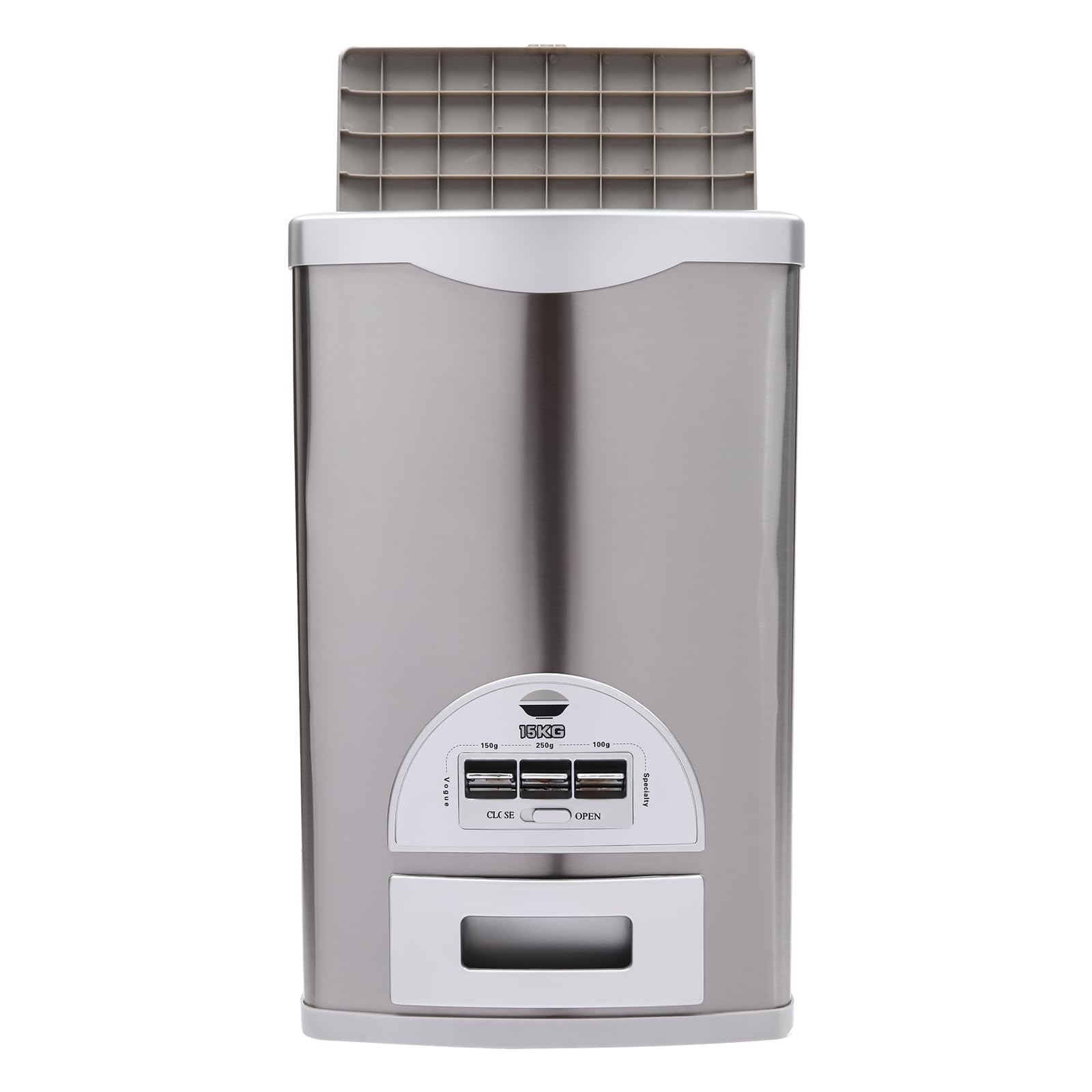 FALUSHAN Rice Dispenser Auto Rice Dry Food Storage Bin 33 Lbs Rice Bean Dispenser Large Capacity Food Storage Tank Stainless Tank for Soybean, Rice Storage