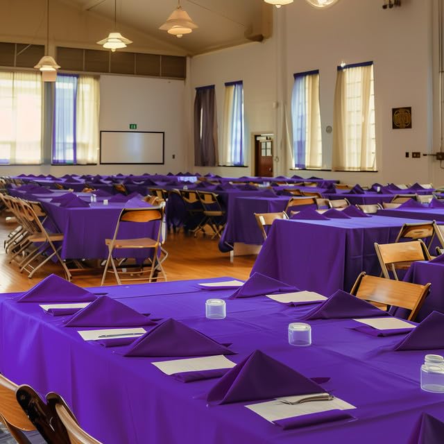 Image of Niuara Purple Plastic Table Cloth - 4 Pack 54 inch x 108 inch Rectangle Disposable Tablecloths for 6FT Tables, Table Cover for Easter Party, Holiday & Gathering Use