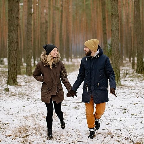 Image of ZOORON 1&2 Packs Beanie for Men Women Men's Beanie Hat Acrylic Knit Cuff Beanie Cap Slouchy Knit Skull Cap Warm Winter hat