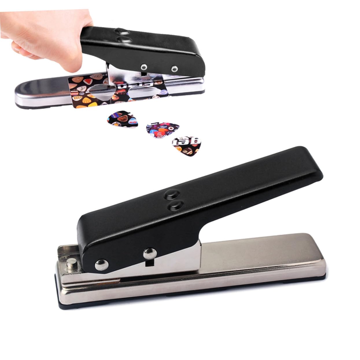 R26 Punch per Plettro Chitarra Accessori Musica DIY | Taglio Derlin, per Pvc e Vecchie Carte, Finitura Nera, Base in Plastica