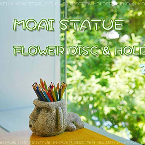 Liushi Personality Easter Island Stone Statue, Moai Personality Portrait Pen Holder Storage Box Potted Container #TOP2