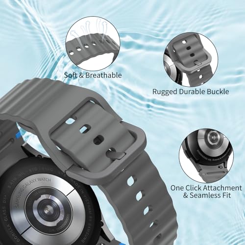 Image of Tobfit Silicone Bands for Samsung Galaxy Watch 7 Strap 40mm 44mm Women Men, 20mm Adjustable Sports Replacement Strap for Galaxy Watch 7 /FE /6 /6 Classic /5 /5 Pro /4 /4 Classic
