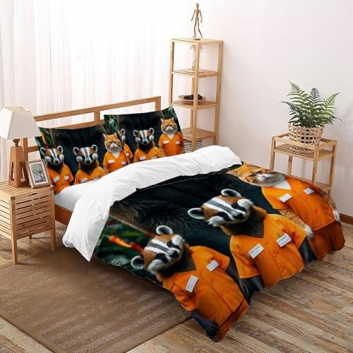 Housse de couette chaton jaune 3D microfibre de qualité supérieure 260x220cm - 2