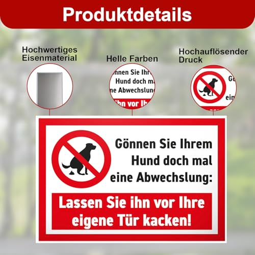 Hier ist Kein Hundeklo Schild,Lassen Sie ihn vor Ihreeigene Tür kacken, Schild Hunde Kacken Verboten, Verbotsschild Hundeverbotsschild Verbot Hundeklo Blechschild 20 x 30 cm