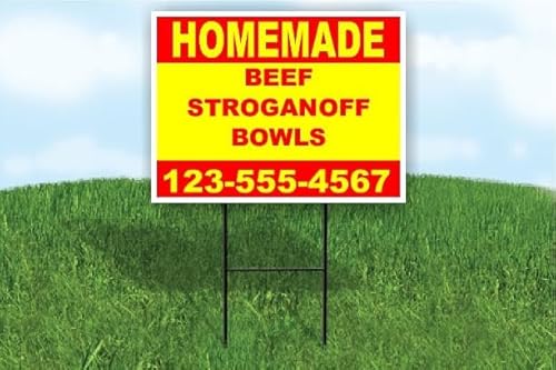 Beef Stroganoff Bowls Homemade Red Yellow Customizable Yard Sign Double