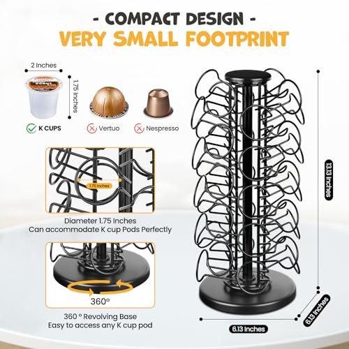 K Cup Holders k Cup Holder K Cups Holder,K Cup Carousel, Coffee Pods Storage Organizer Stand,Comes All in One Piece,No Assembly Required,1 Count(Capacity of 40 Pods, Black)