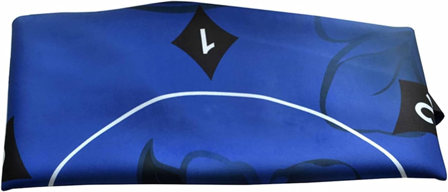 Portable Poker Table Top 1.2M Poker Table Cloths Blue Rubber Table Mat with Flower Pattern Table Cloth Casino Board Game Gambling Poker Table Layout Fun Game Night Supplies - Cool Casino Gift for Kid
