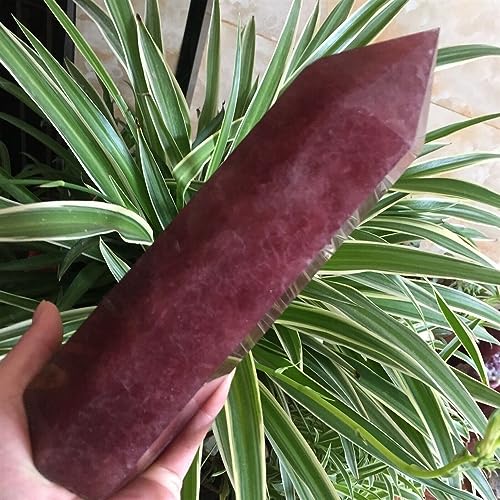 Point pointe en cristal de quartz fraise 150g pilier hexagonal ornement maison