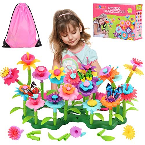 Flyingseeds 106 Pcs Flower Garden Building Toys For Girls, Girls Favor Stem Toy Gardening Pretend Play Set For Kids, Stacking Game Educational Activity For Toddlers Kids Age 3 4 5 6 7 8 Year Old #TOP24