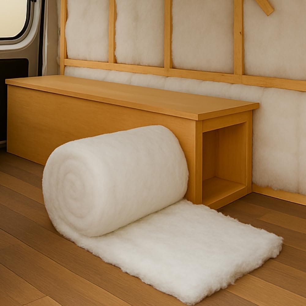 Green Loft Campervan Insulation Roll – 8m x 370mm x 50mm – Thermal & Acoustic Polyester for Van Conversions, Lofts, Sheds, Garages & Walls – Itch-Free, Moisture Resistant & Eco-Friendly