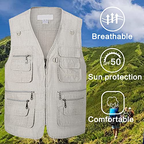 Riutiru Men's Versatile Outdoor Travel Sports Vest, Multiple Pockets For Work Fishing, Hunting, And Tactical Missions (As1, Alpha, M, Regular, Regular, Beige-Thin#201) #TOP1