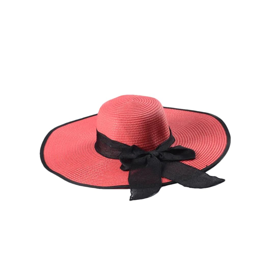 Yeuyyben Cappelli da spiaggia a tesa larga per le donne cappello estivo pieghevole cappello da sole alla moda piatto Bowknot Panama cappelli di paglia