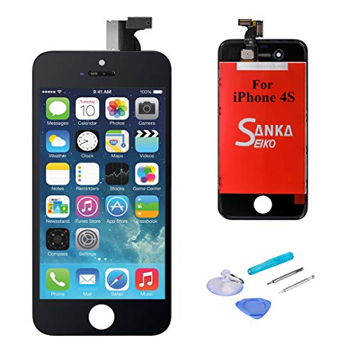 SANKA Retina LCD Digitizer Touch Screen Display Glass Replacement Frame Assembly for iPhone 4S-Black