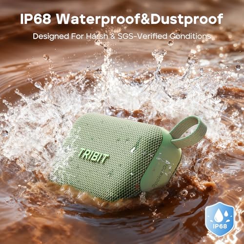 Image of Tribit PocketGo Portable Wireless Bluetooth Speaker with 7W Stereo Sound, IP68 Waterproof Dustproof, 20H Playtime, Custom EQ, BT6.0 & TWS Pairing, Supports TF Card, Ideal for Travel, Outdoor, Gifts