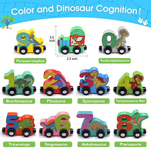 ZRCCOX Toddler Toys for 2-4 Year Old Boys, Wooden Dinosaur Train Toys for Kids, Sensory Toys for Toddlers 1-3, Magnetic Trains for Toddlers, Birthday for Boys Age 1, 2, 3, 4, 5 Niño - Image 4