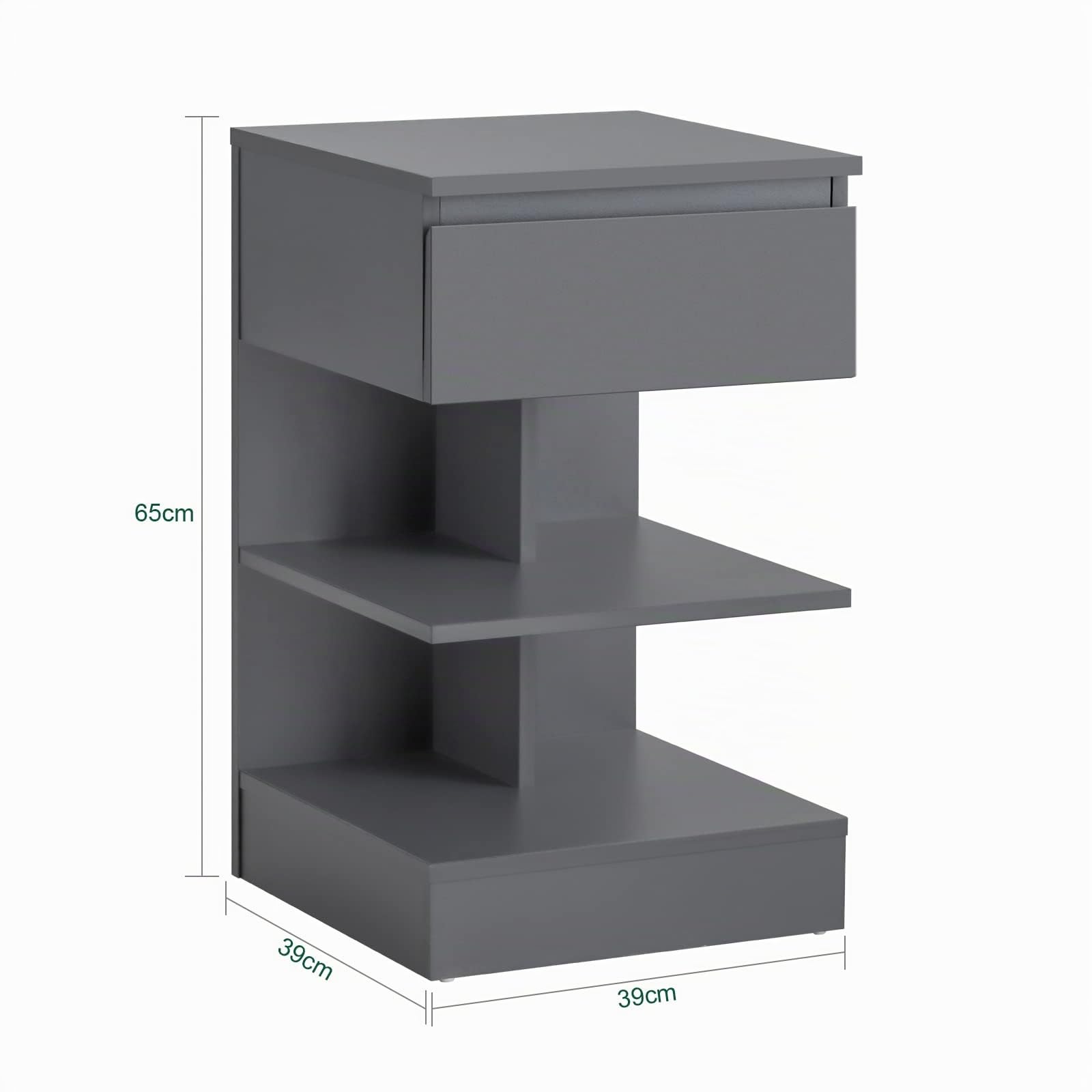 SoBuy Nachttisch mit 1 Schublade & 2 Ablagen, 39x39x65cm