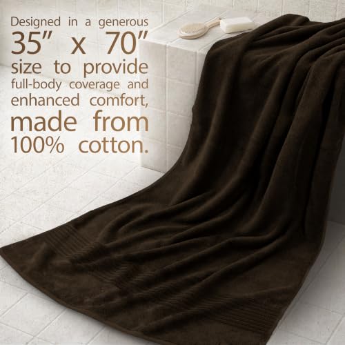 Image of Cotton Paradise 100% Cotton Turkish Towel Set, Soft Absorbent Quick Dry, 2 Piece 35x70 Bath Sheet Set, Chocolate Brown