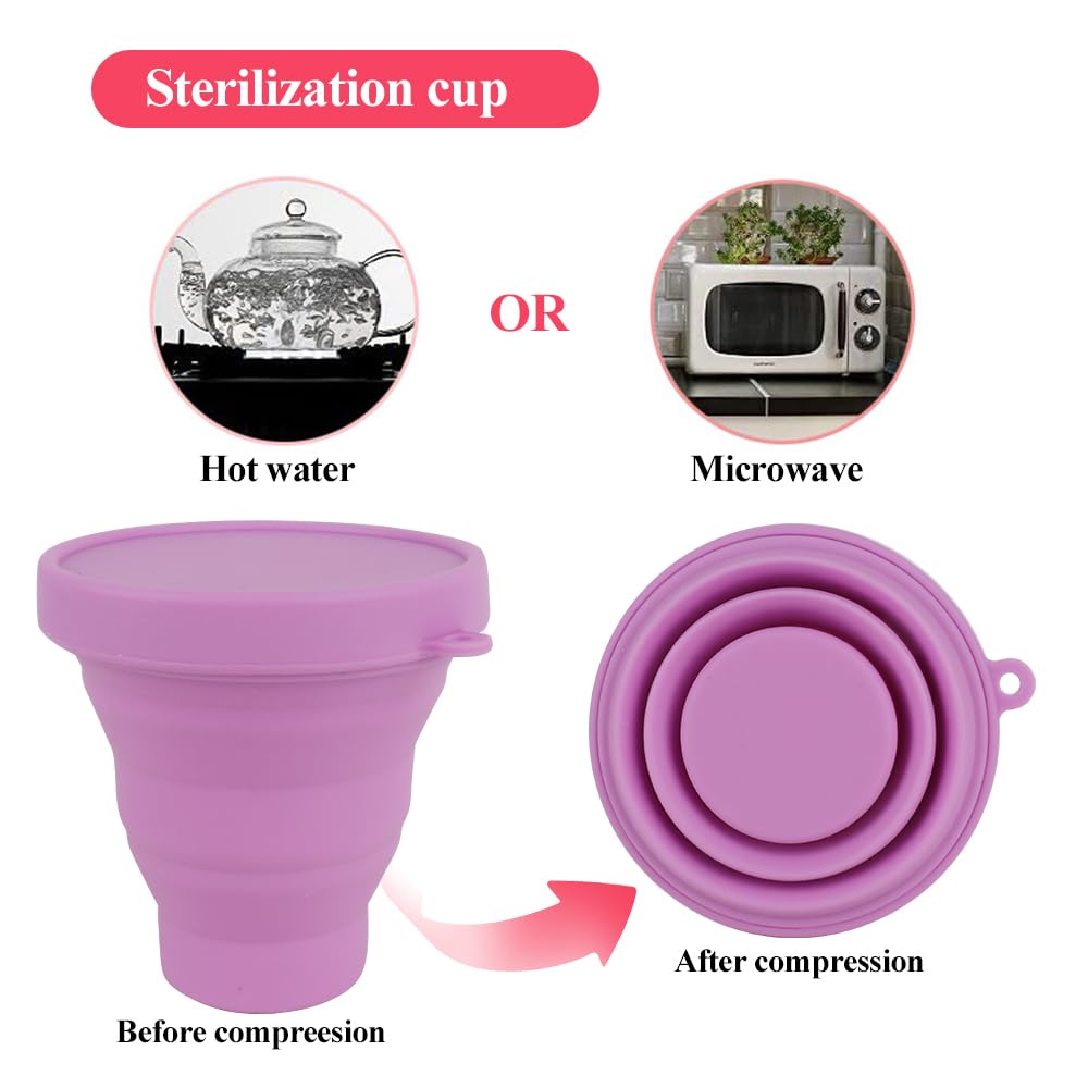 Zestaw krążków menstruacyjnych, dysk menstruacyjny z 2 krążkami okresowymi w rozmiarze S+L, sterylizator i torba do przechowywania, krążek menstruacyjny wielokrotnego użytku dla aktywnych