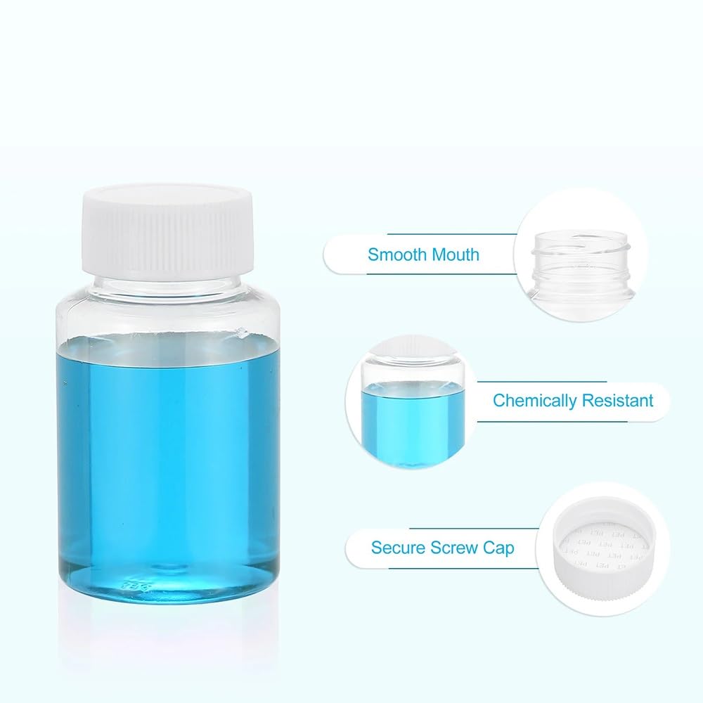 20 Stück 100 ml Reagenzflaschen, PET-Weithalsflaschen, runde Flaschen mit Schraubverschluss for Laborwasser, Reagenzien, Flüssigkeiten, feste Proben, Aufbewahrungsdichtung