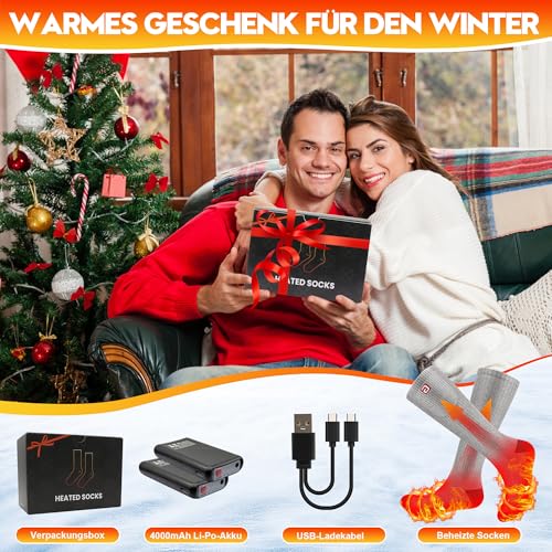 Miniatura 7 de Calcetines Calefactables Svpro Para Hombres Mujeres 4000mah Calcetines Eléctricos Recargables Con Batería 3 Ajustes De Calor Para Deportes De Invierno Esquí, Caza, Senderismo, Equitación