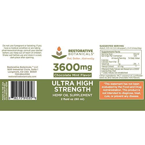 Restorative Botanicals Ultra High Strength Hemp Oil for Body Mind Wellness - 5000mg Chocolate Mint Flavor (2 oz - 120 Servings) - Image 4