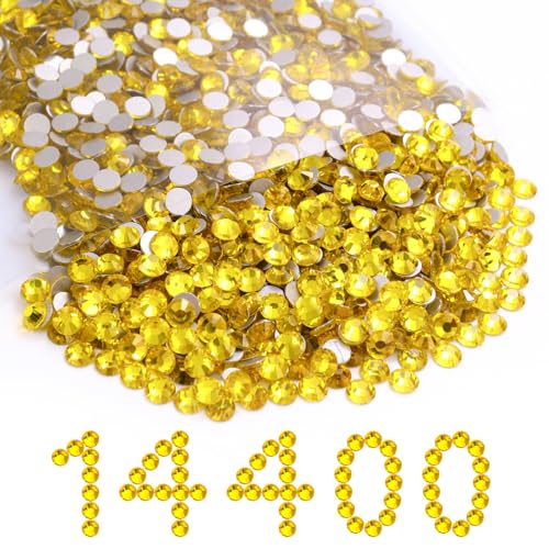 Image of Flatback Rhinestones Bulk, 14400PCS Citrine Rhinestones for Clothes DIY Decoration Crafts, Citrine, SS16, 3.8-4.0mm