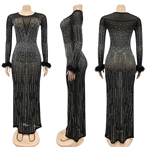Image of PORRCEY Sexy Elegant Rhinestone Party Club Night Formal Dress for Women