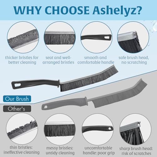 AshelyZ 2 adet aralık boşlukları temizleme fırçası, temizlik için ince sert kıl fırçası, dar alanlar için aralık fırçası temizleyici, uzun ömürlü banyo boşluğu temizleme fırçası, çatlak fırçası mutfak ve