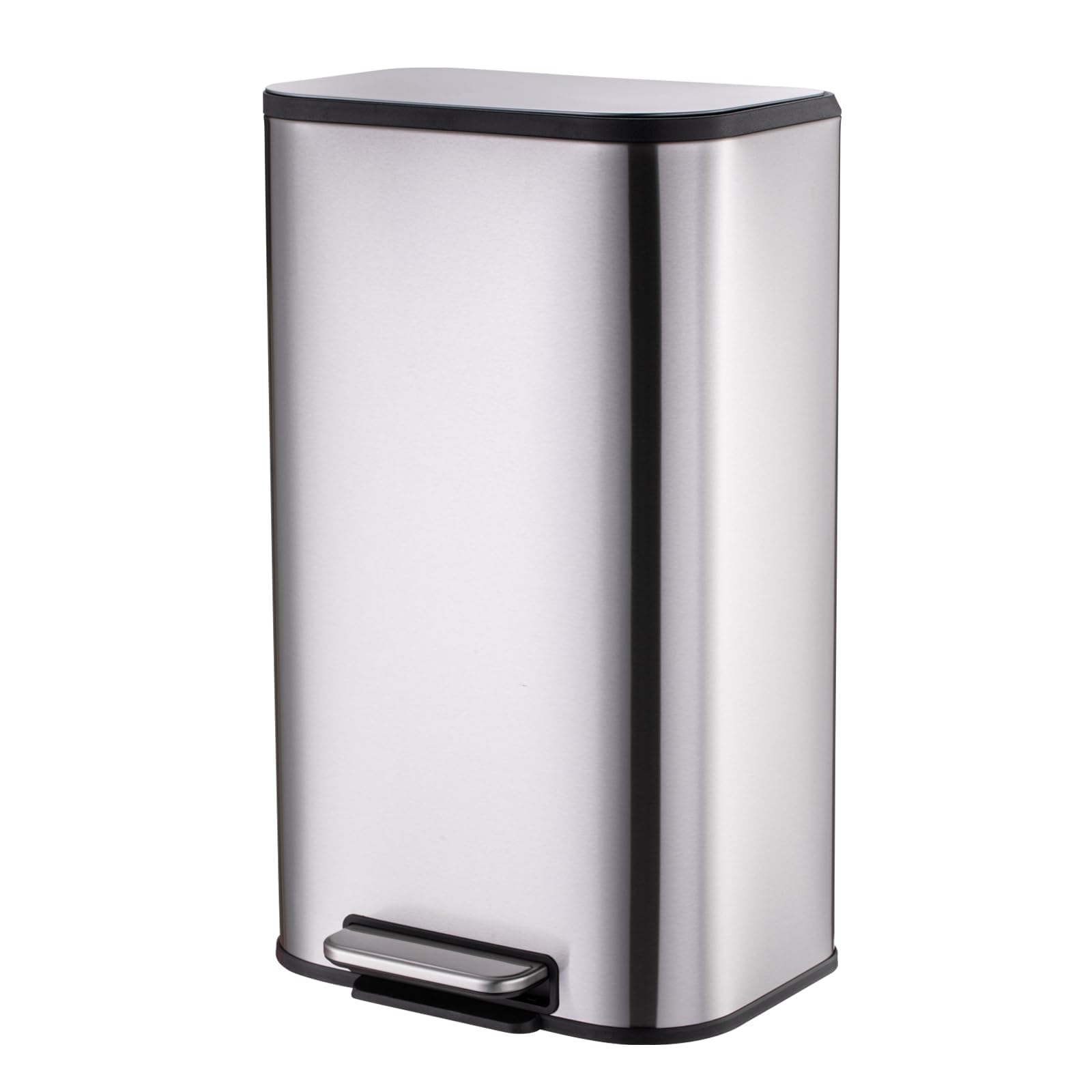 TrailBlaze 13 Gallon 50L Stainless Steel Step Trash Can with Soft-Close Lid Removable Inner Bucket and Foot Pedal