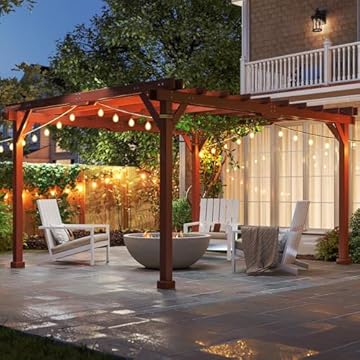 wood pergola over garage door
