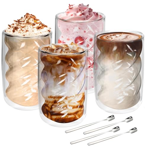 BBWELL Tasse à Café Double Paroi,Verre à Double Paroi,Verres à Expresso,Convient Pour Latte, Macchiato, Cappuccino, Bière, Lait