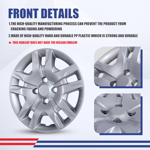 Image of Winjet 16 inch Hubcaps for 2007-2012 Nissan Sentra Wheel Rim Covers, [Only Fit Iron Hub & Steel Wheel] Heavy Duty PP Material, Install Using Original Screws (16 Inch Set of 4, Lacquer)