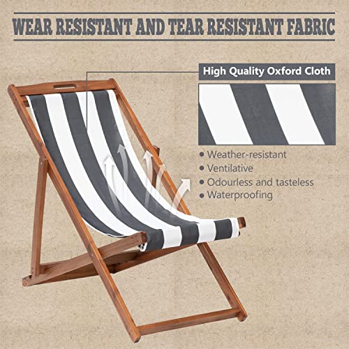 Niamvelo Wood Sling Chairs Set Of 2 Beach Chairs Durable Patio Lounge Chair Outdoor Reclining Lounge Chair With Solid Wood Frame And Polyester Canvas, 3 Level Height Adjustment (Wb) #TOP3