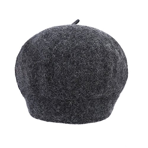 DANTIYA Women's 100% Wool Cloche Hat Bucket Floral Winter Vintage Beret Beanie Hat (One Size, Dark Grey) - Thumbnail 2