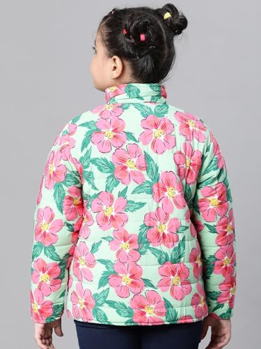 Image of oxolloxo Kids Girl Floral Print Zip Lined Long Sleeve Reversible Quilted Jacket