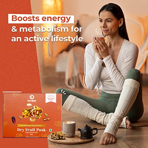Image of Anveshan Dry Fruit Paak Holi Hmaper - 2 * 350 gm, Pack of 2 | Super Healthy Holi Hamper for Gifting | Sugar Free | 100% Natural | Made Using Dates, Nuts, A2 Desi Cow Ghee