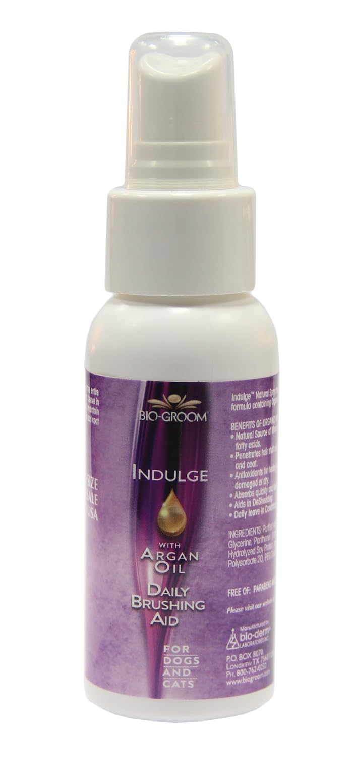 Bio-Groom - Indulge Argan Oil Conditioner Spray - Dog Conditioner - For Extremely Dry or Flaky Skin - With Vitamin E, Linoleic Acid and Omega-6 Fatty Acids - Helps Detangling the Coat - 59 ml