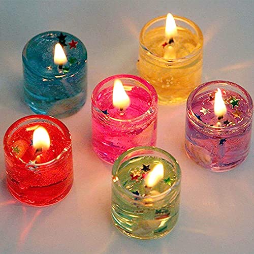 Image of Mini Glass Scented Gel Candle for Home, Office, Diwali All Kind of Festival Decoration in Glossy Multicolor (Set of 6, Size- 2.5x2.5 cm