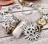 Supernatural charm bracelet - bitch jerk idjit assbutt