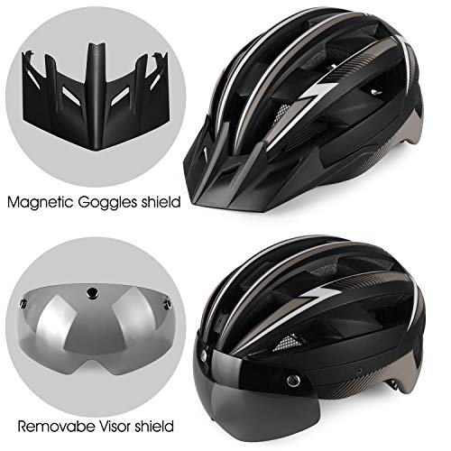 Shinmax Fahrradhelm Mit LED-Licht & Visier – Einstellbar, Leicht, Für Herren & Damen (54-58 Cm)