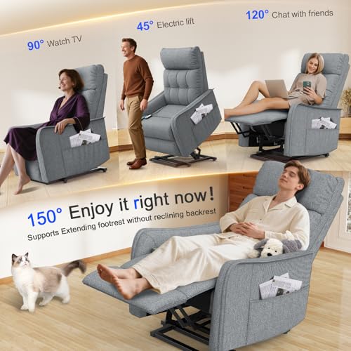 sisolos Relaxsessel Fernsehsessel Massagesessel mit Aufstehhilfe Elektrisch Sessel Wohnzimmer mit Massagefunktion und Wärmefunktion, 2 Seitentaschen, Relaxsessel mit Liegefunktion, TV Sessel – Bild 4