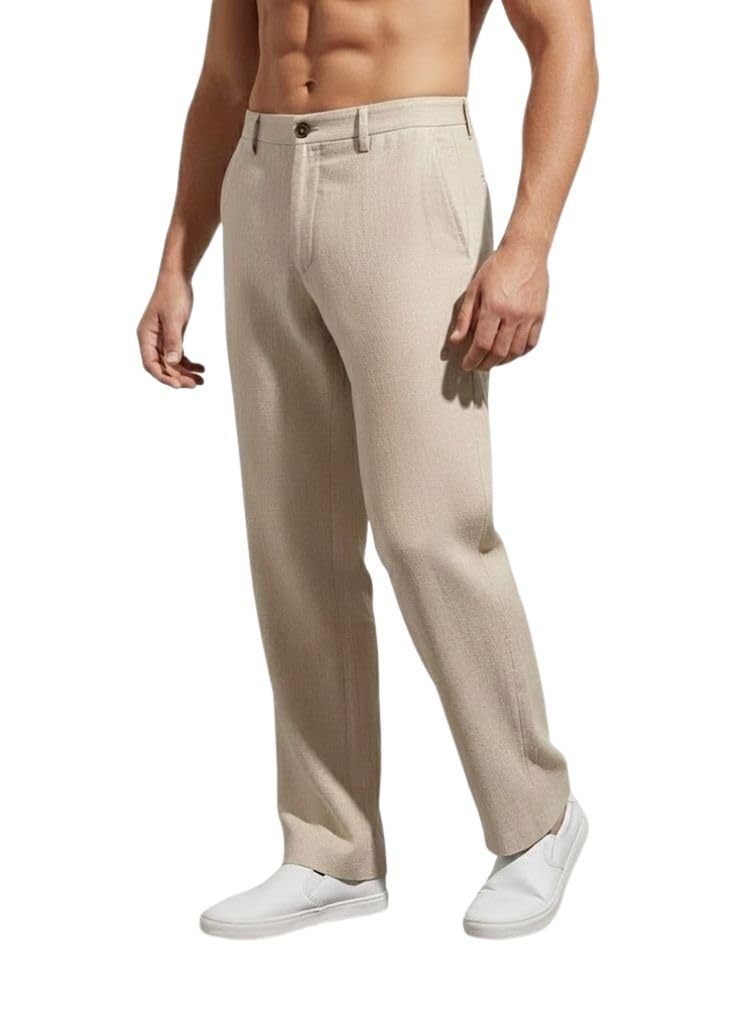 Casual Trousers for Men |Men’s Regular Fit Straight Pants |Comfortable Stylish Trousers for Men |Soft Fabric Chinos for Everyday Wear, Travel & Office |Linen Cotton Bottom Wear