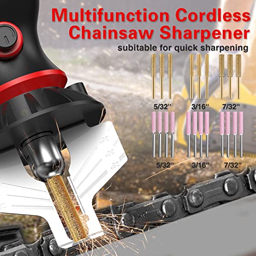 PRETEC Chainsaw Sharpener Cordless, Electric Handheld Chainsaw Sharpening Kit,High Speed